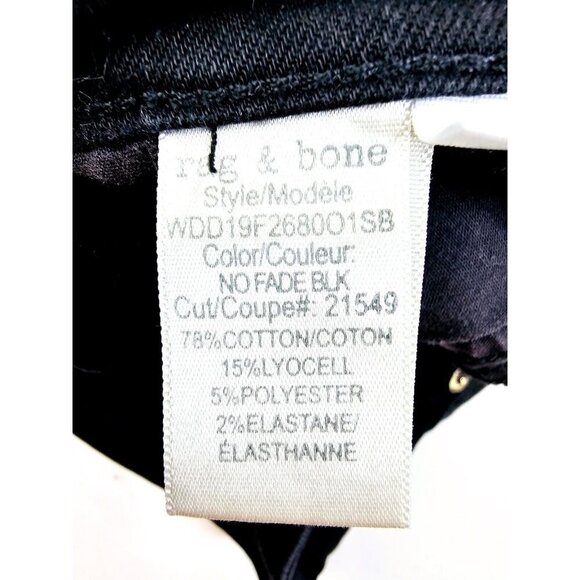 Rag Bone Size 23X29 Women Nina High Rise Bootcut No Fade Black Denim Logo Jeans - Picture 7 of 13
